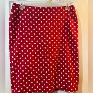 Talbots Size 10 Red Skirt With Pink Polkadots